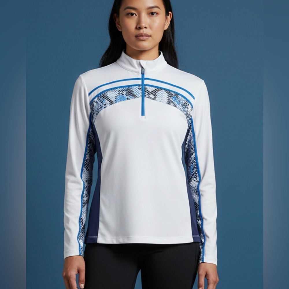 Tail White and Blue quarter zip  Long Sleeve Tee size medium